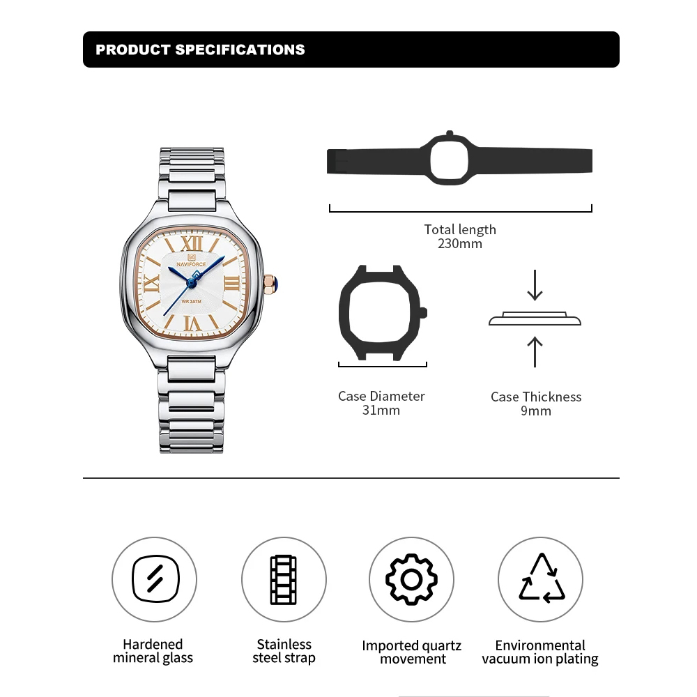 NAVIFORCE Jam Tangan Wanita Me - Luxury Watch Black ulasan dan harga