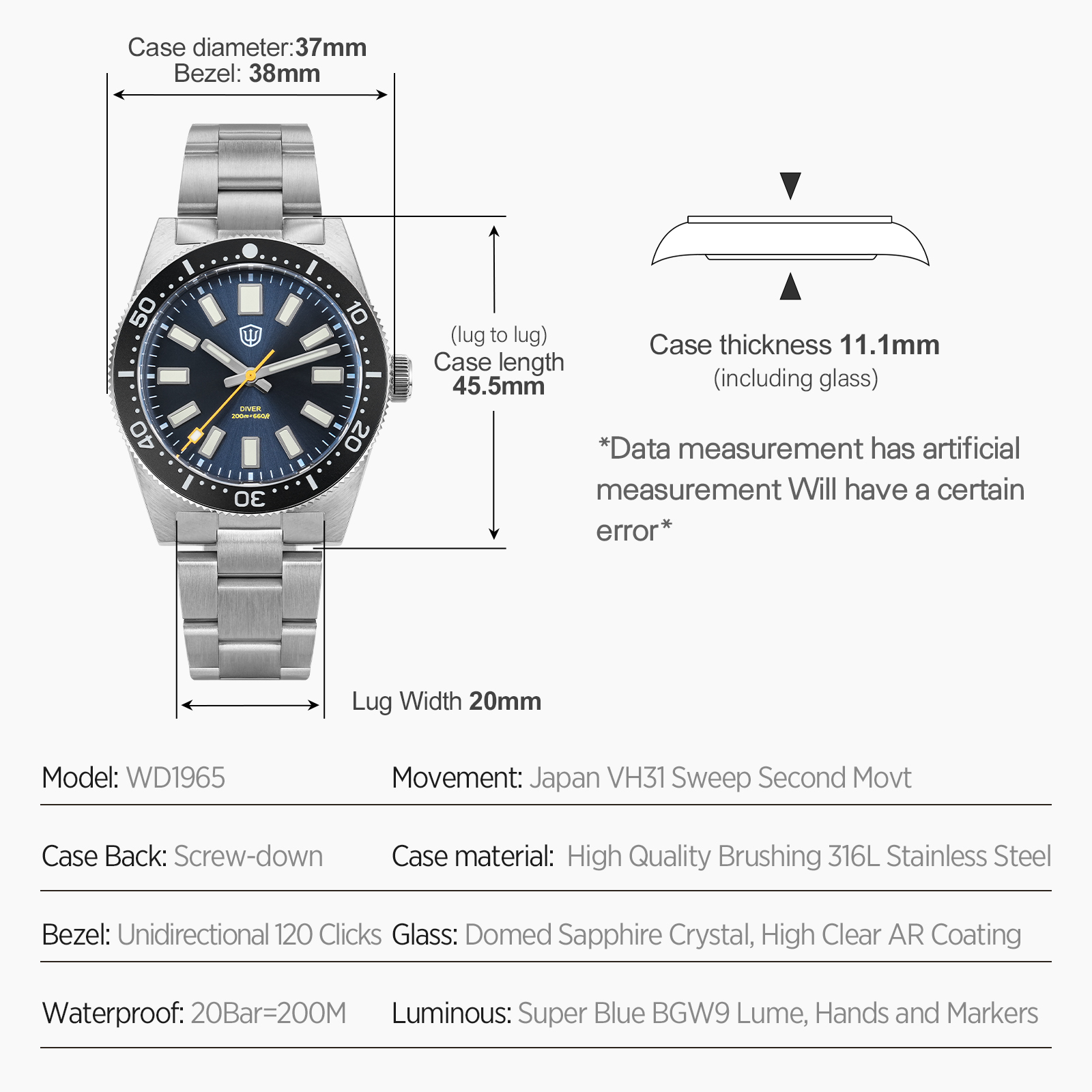 Jam Tangan Pria Watchdives 37M - Luxury Watch With Bracelet ulasan dan harga