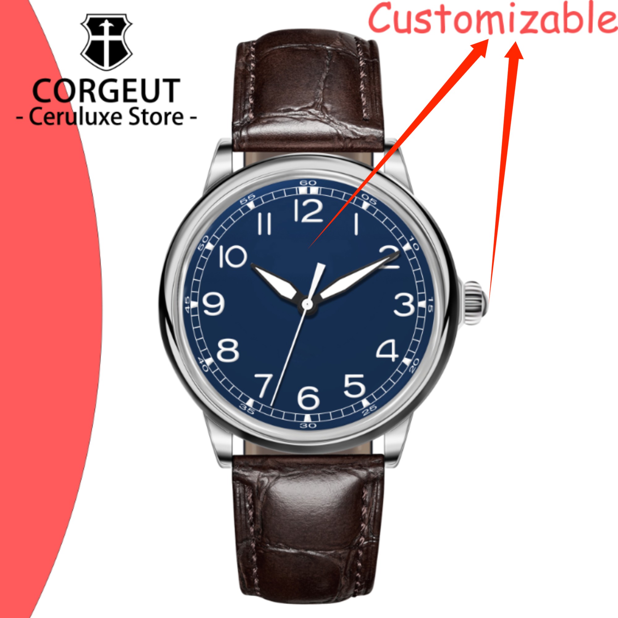 Logo CUSTOM 41mm MIYOTA8215 Ja - Luxury Watch Leather ulasan dan harga